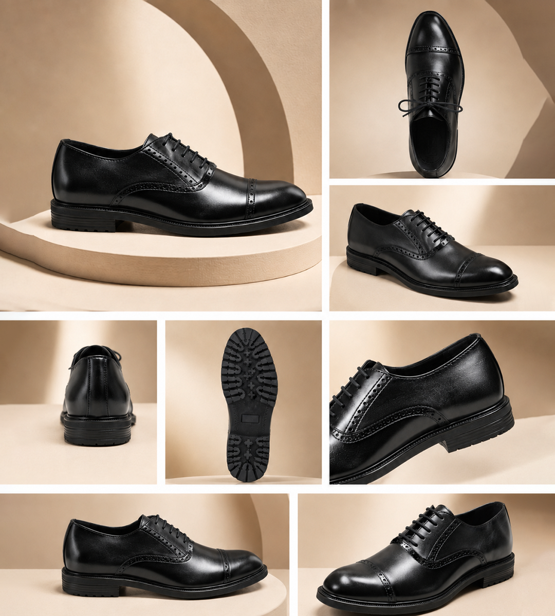 Men’s Oxford Vintage Design Formal Shoes – Classic Brogue Cap Toe Lace-Up Style