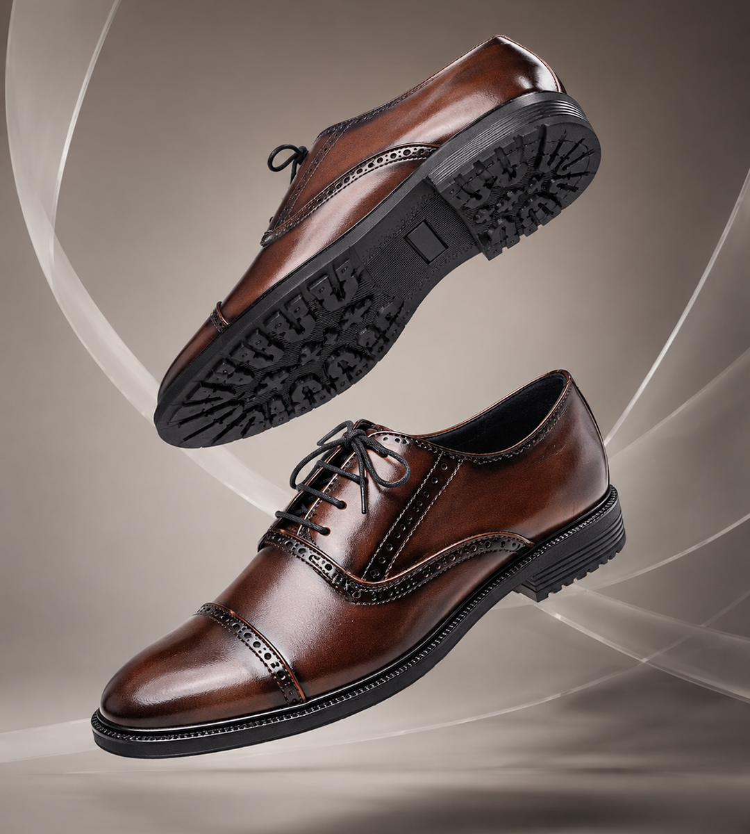 Men’s Oxford Vintage Design Formal Shoes – Classic Brogue Cap Toe Lace-Up Style