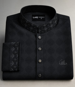 Men's Designer Panjabi with Detailed Collar and Cuff Embroidery for Festive Occasions