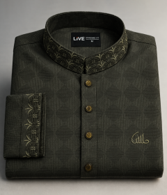 Men's Designer Panjabi with Detailed Collar and Cuff Embroidery for Festive Occasions