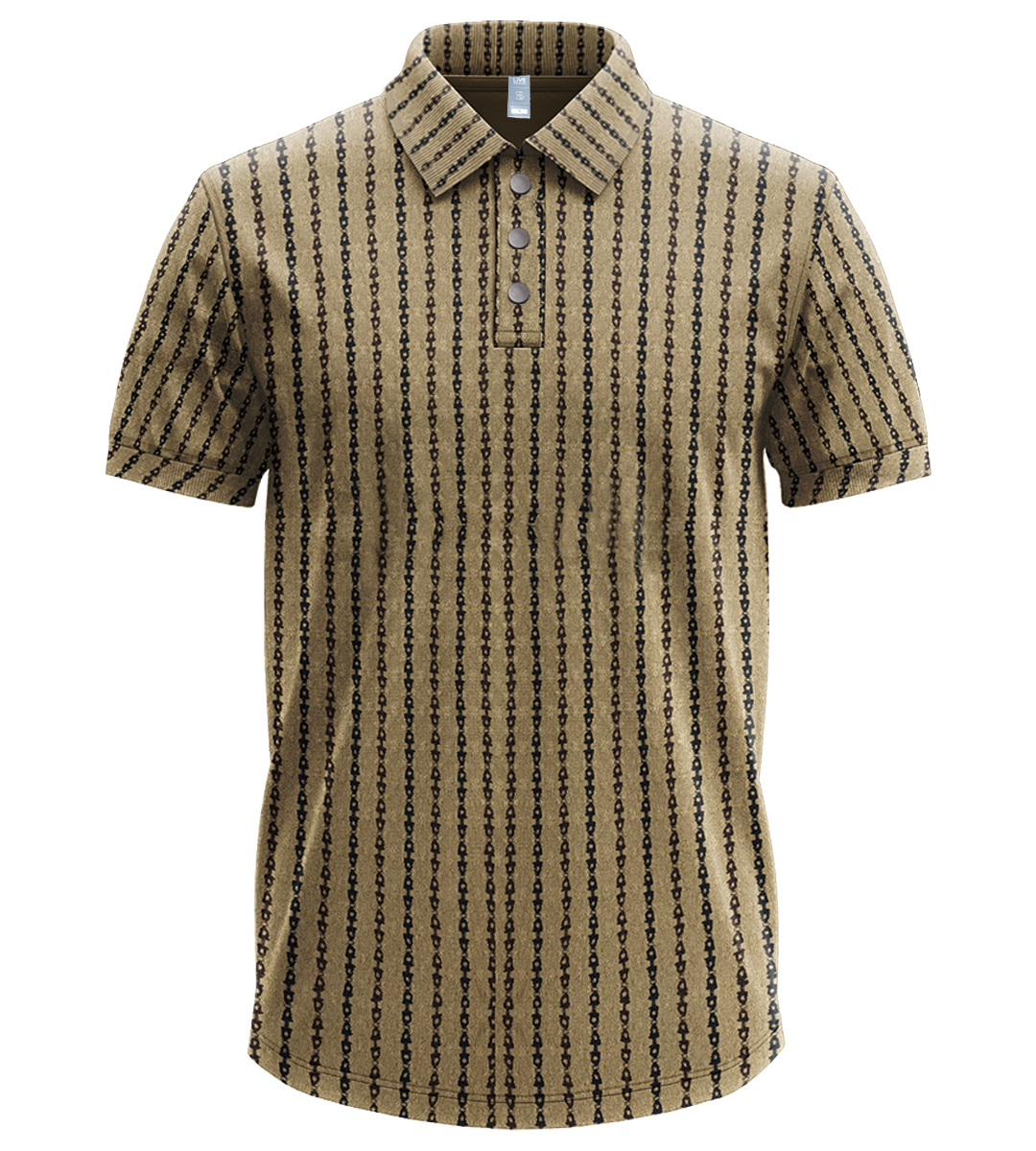 Men’s Luxe Textured Polo Shirt,Short-Sleeve Smart-Casual Designer
