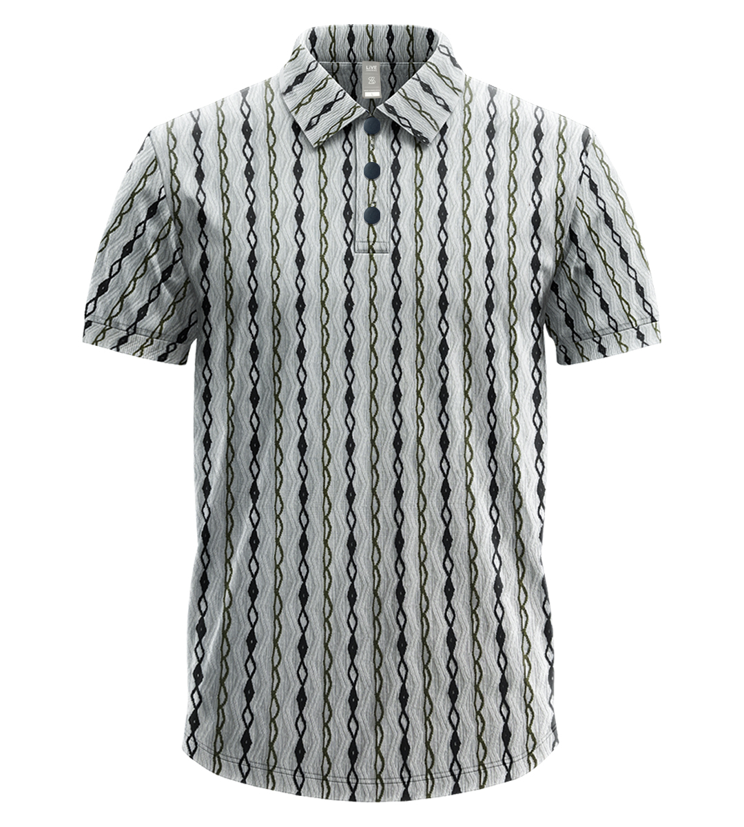 Men’s Luxe Textured Polo Shirt,Short-Sleeve Smart-Casual Designer