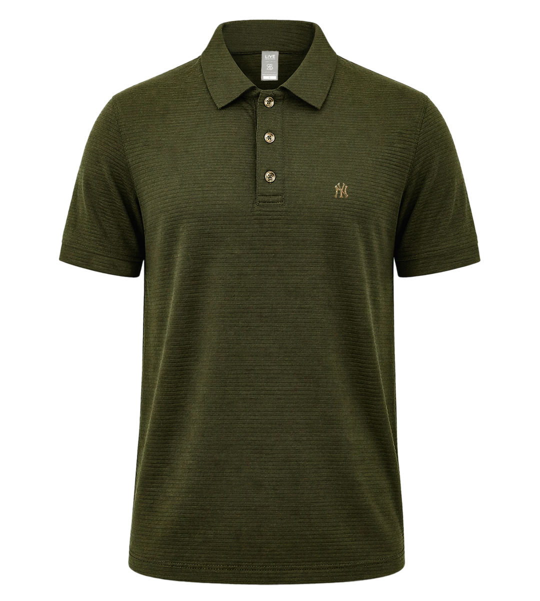 Men’s Short Sleeve Textured Polo – Classic Horizontal Ridge Pattern – Premium Cotton Blend Casual Polo Shirt