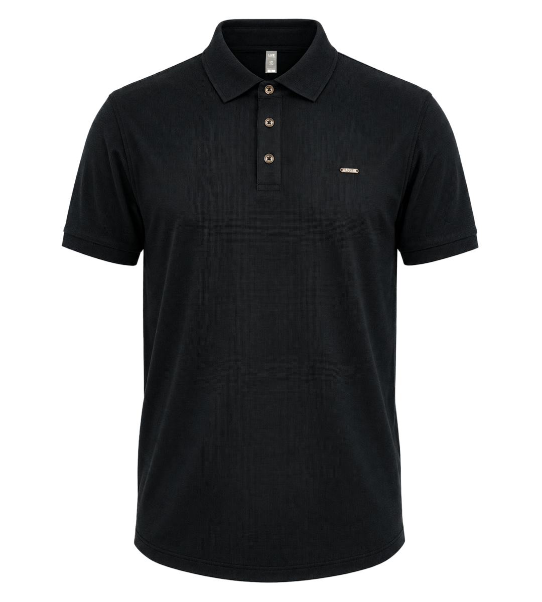 Men’s Solid Black Knit Polo Shirt – Classic Collar Short Sleeve Smart Casual Wear