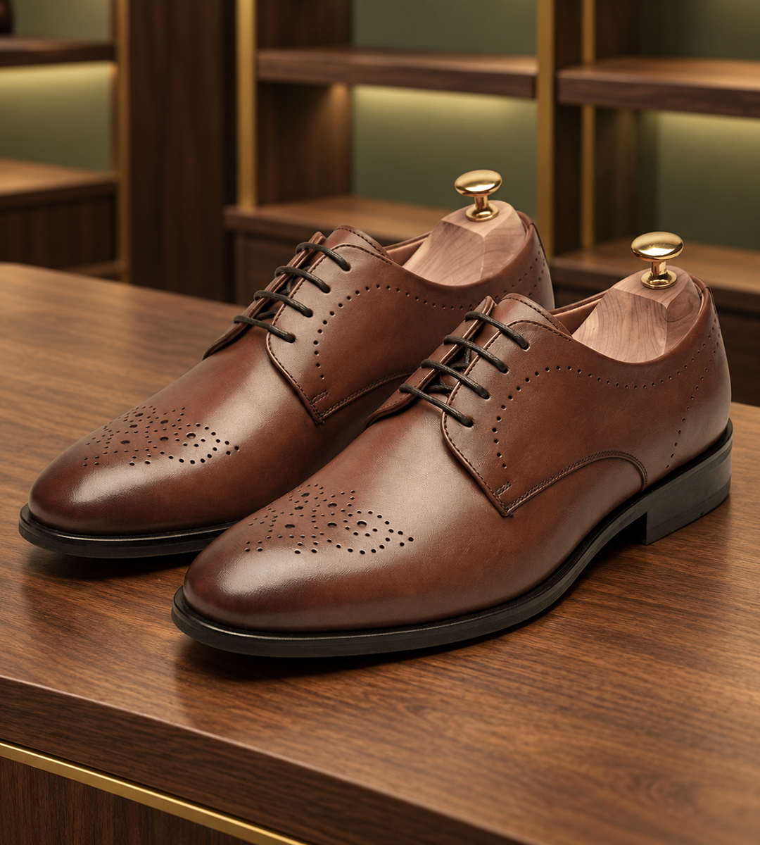 Men's Modern Cap Toe Oxford Shoes Premium Leather Lace-Up Formal Business Footwear