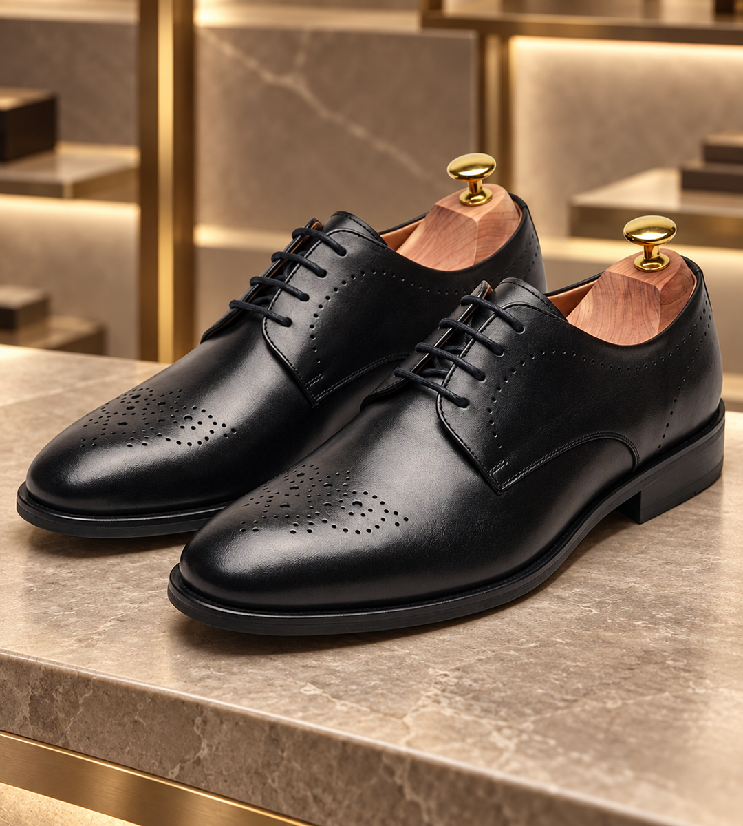 Men's Modern Cap Toe Oxford Shoes Premium Leather Lace-Up Formal Business Footwear