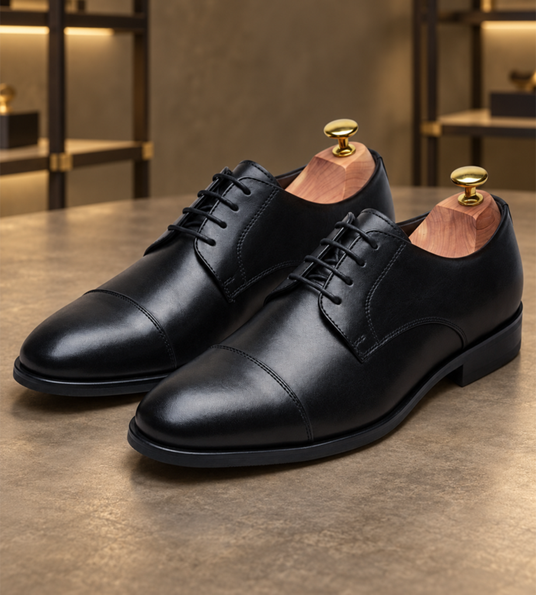 Men's Modern Cap Toe Oxford Shoes Premium Leather Lace-Up Formal Business Footwear