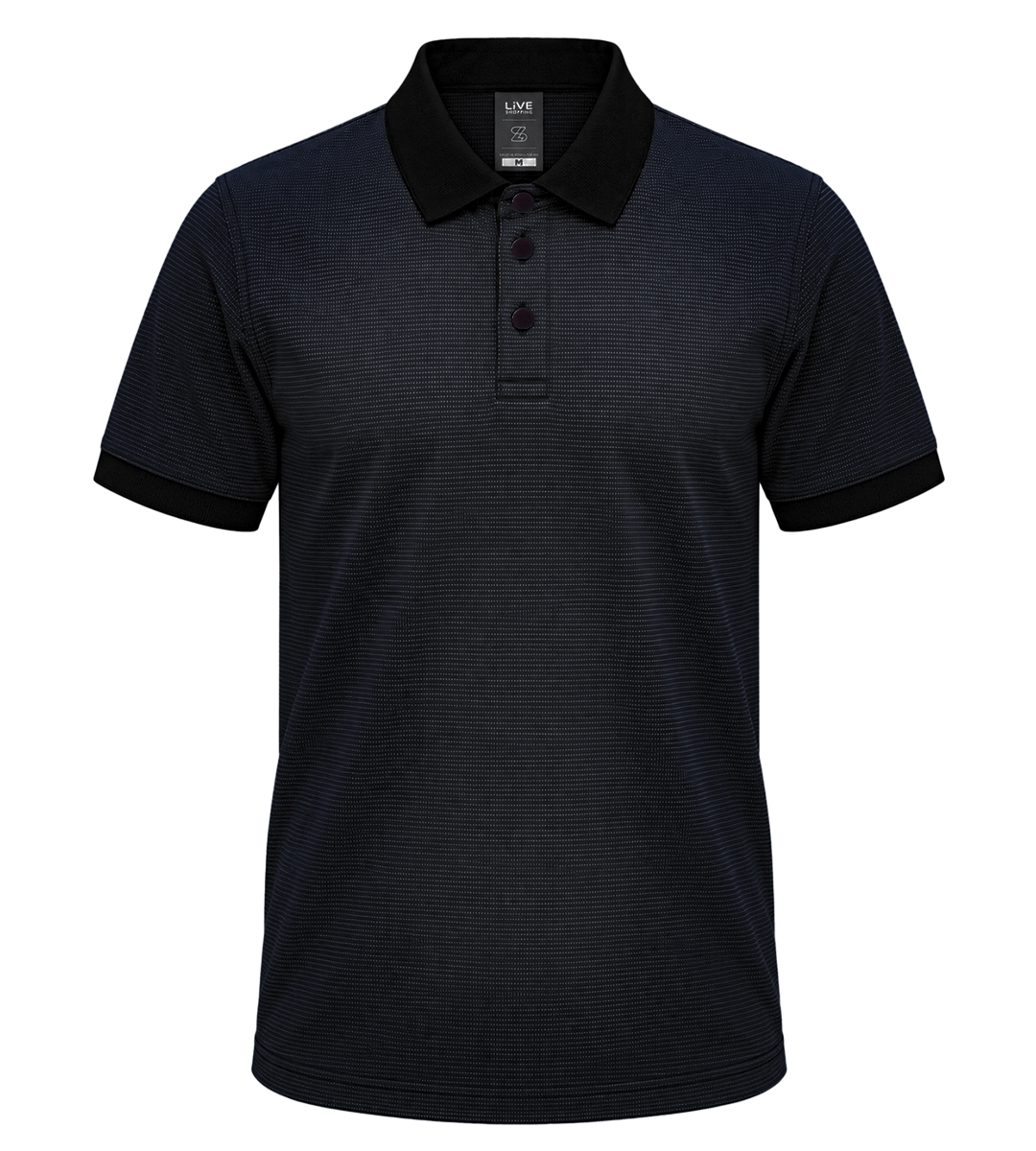 Men's Classic Micro Stripe Textured Polo T-Shirt with Ribbed Sleeve Cuffs, Contrast Collar and Three-Button Closure for Casual and Semi-Formal Occasions