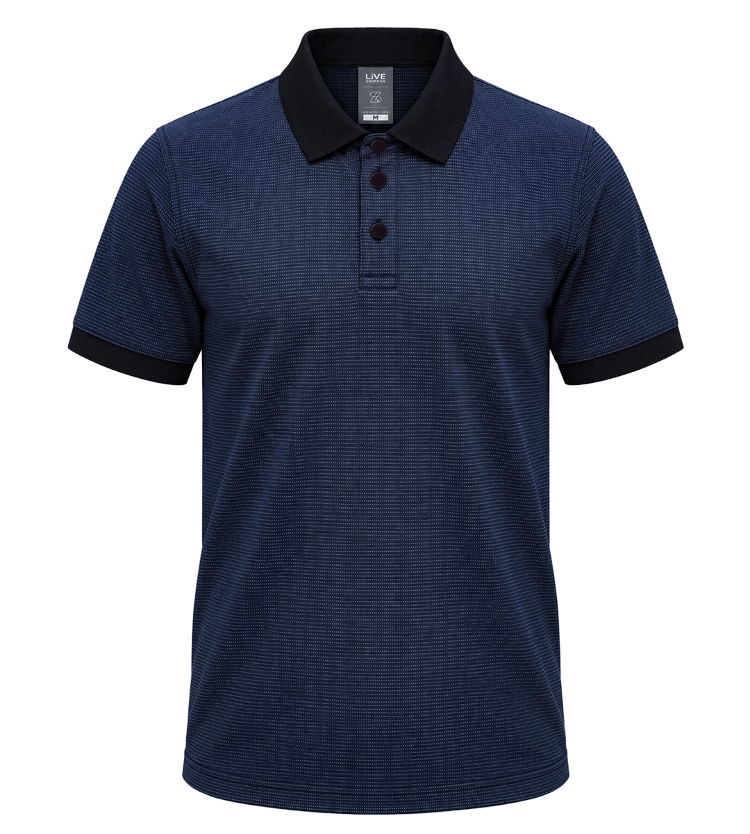 Men's Classic Micro Stripe Textured Polo T-Shirt with Ribbed Sleeve Cuffs, Contrast Collar and Three-Button Closure for Casual and Semi-Formal Occasions