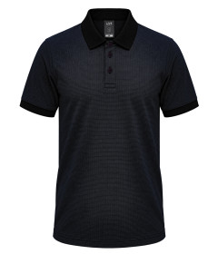 Men's Classic Micro Stripe Textured Polo T-Shirt with Ribbed Sleeve Cuffs, Contrast Collar and Three-Button Closure for Casual and Semi-Formal Occasions