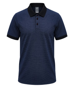 Men's Classic Micro Stripe Textured Polo T-Shirt with Ribbed Sleeve Cuffs, Contrast Collar and Three-Button Closure for Casual and Semi-Formal Occasions
