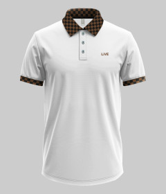 Men’s Luxury Short Sleeve Polo Shirt with Checkered Contrast Collar and Cuff Trim