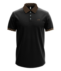 Men’s Luxury Short Sleeve Polo Shirt with Checkered Contrast Collar and Cuff Trim