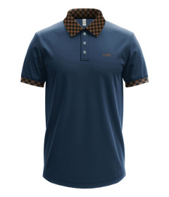 Men’s Luxury Short Sleeve Polo Shirt with Checkered Contrast Collar and Cuff Trim