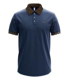 Men’s Luxury Short Sleeve Polo Shirt with Checkered Contrast Collar and Cuff Trim